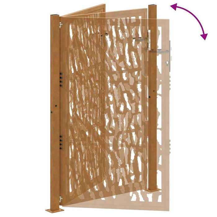 Cancello da Giardino 105x155 cm Acciaio Corten Design a Traccia 4100986