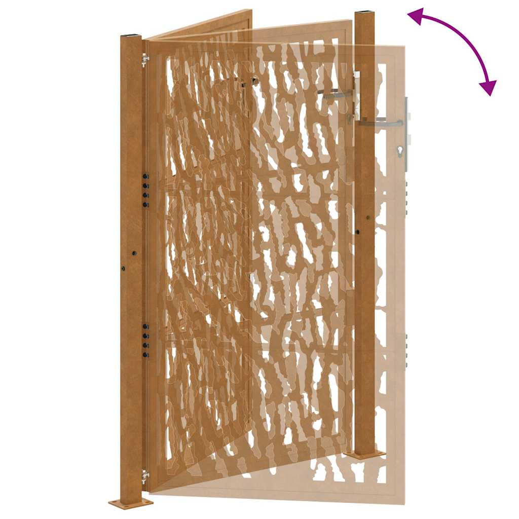 vidaXL Cancello da Giardino 105x155 cm Acciaio Corten Design a Traccia