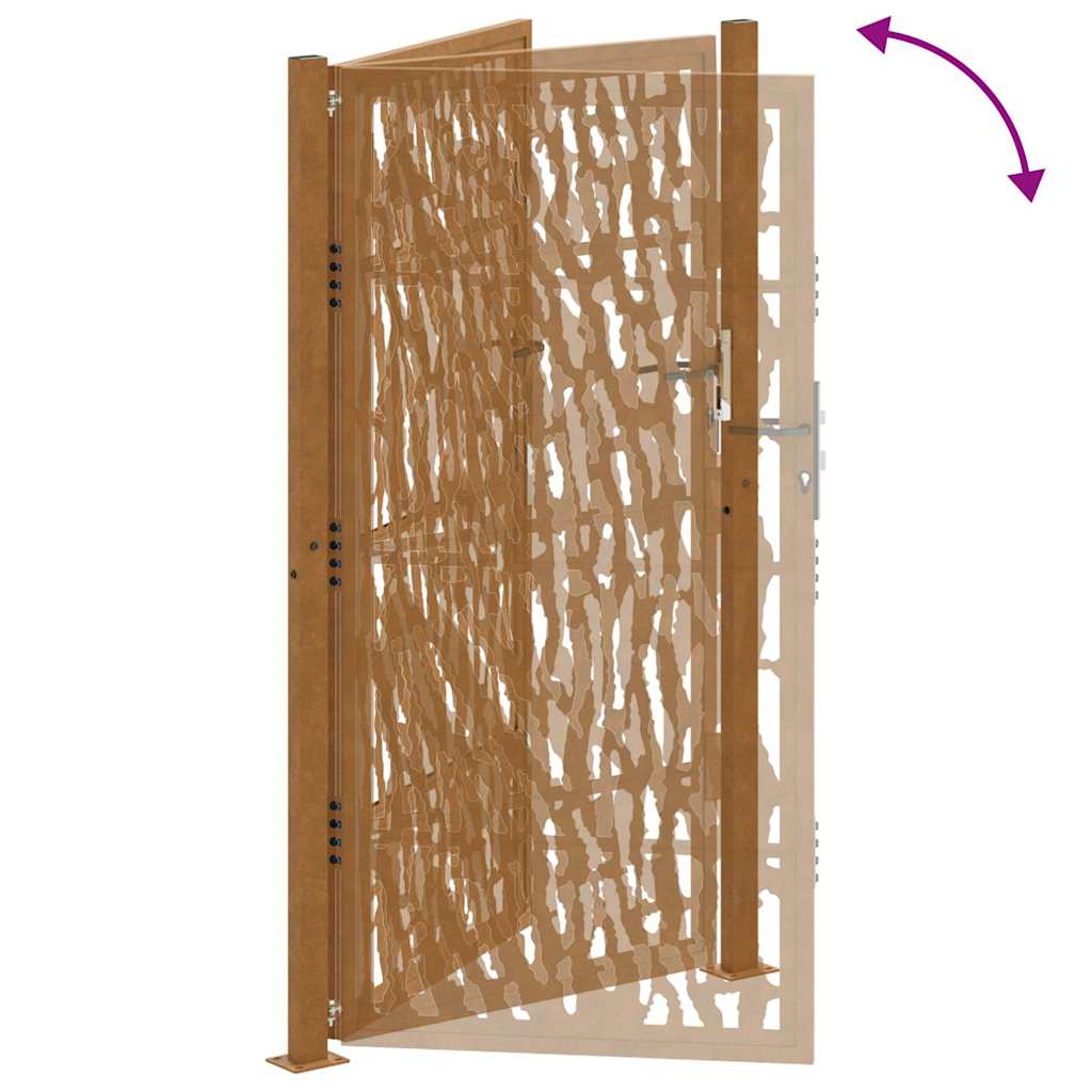 Cancello da Giardino 105x180 cm Acciaio Corten Design a Traccia 4100987