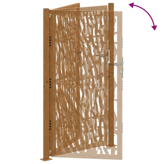Cancello da Giardino 105x180 cm Acciaio Corten Design a Traccia 4100987