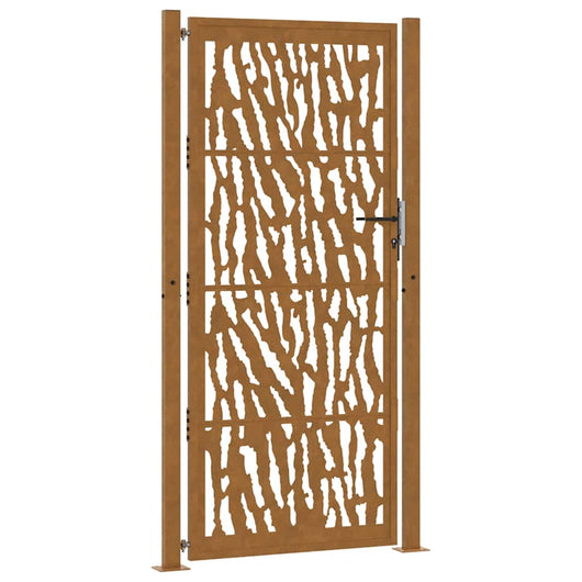 Cancello da Giardino 105x205 cm Acciaio Corten Design a Traccia