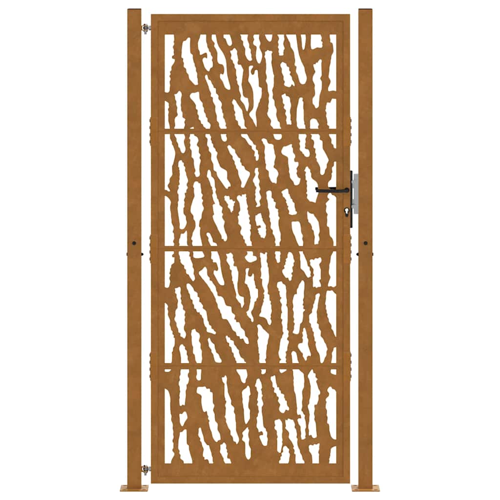 Cancello da Giardino 105x205 cm Acciaio Corten Design a Traccia 4100988