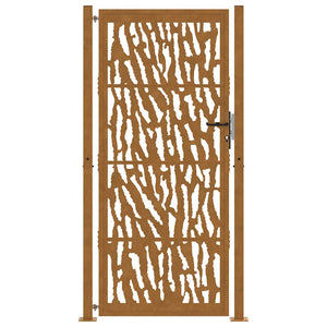 Cancello da Giardino 105x205 cm Acciaio Corten Design a Traccia 4100988