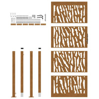 Cancello da Giardino 105x205 cm Acciaio Corten Design a Traccia