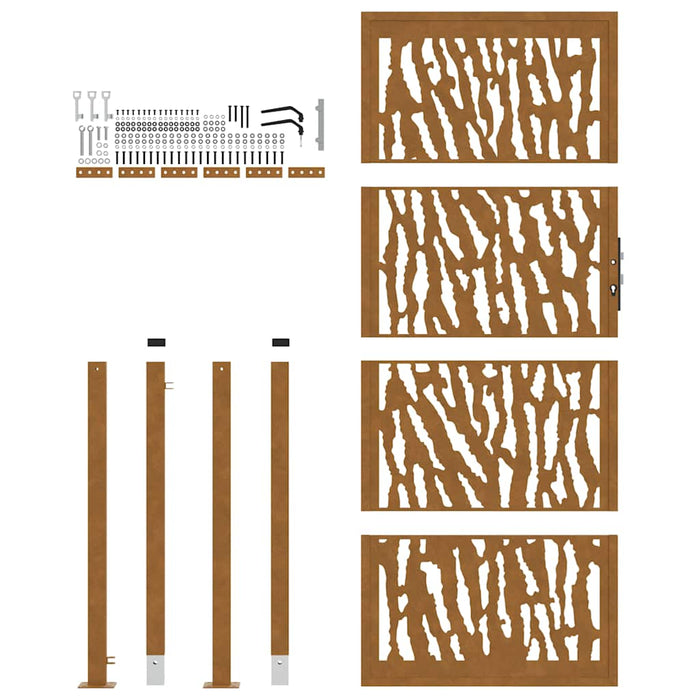 Cancello da Giardino 105x205 cm Acciaio Corten Design a Traccia 4100988