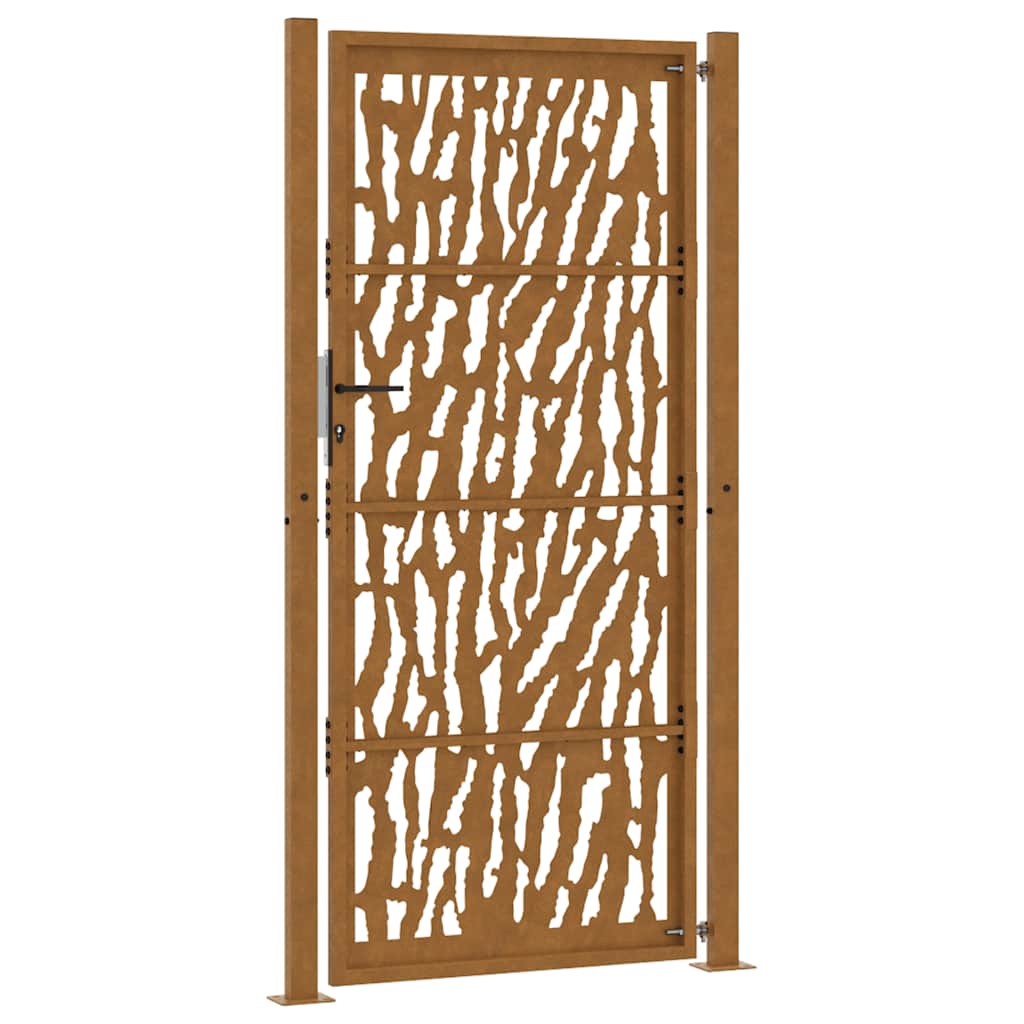 Cancello da Giardino 105x205 cm Acciaio Corten Design a Traccia