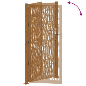 Cancello da Giardino 105x205 cm Acciaio Corten Design a Traccia 4100988