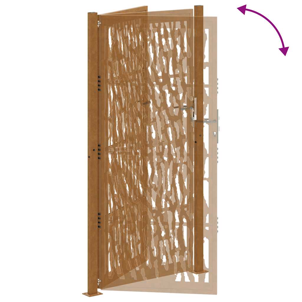 Cancello da Giardino 105x205 cm Acciaio Corten Design a Traccia