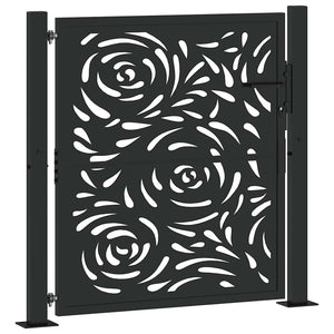 Cancello Giardino Nero 105x106 cm in Acciaio Design a Fiamma