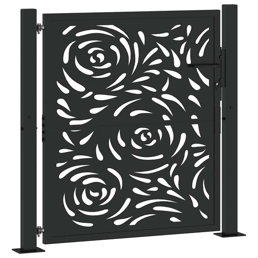 Cancello Giardino Nero 105x106 cm in Acciaio Design a Fiamma