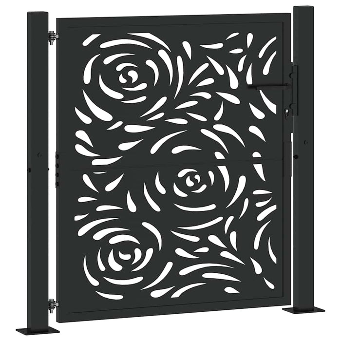 Cancello Giardino Nero 105x106 cm in Acciaio Design a Fiamma