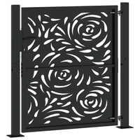 Cancello Giardino Nero 105x106 cm in Acciaio Design a Fiamma
