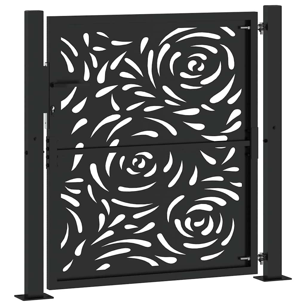 Cancello Giardino Nero 105x106 cm in Acciaio Design a Fiamma 4100989