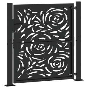 Cancello Giardino Nero 105x106 cm in Acciaio Design a Fiamma 4100989
