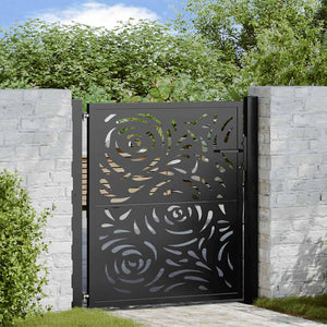 Cancello Giardino Nero 105x106 cm in Acciaio Design a Fiamma