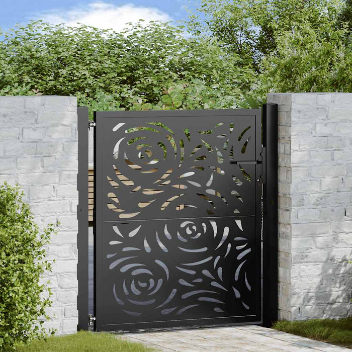 Cancello Giardino Nero 105x106 cm in Acciaio Design a Fiamma 4100989