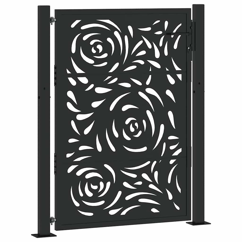 vidaXL Cancello Giardino Nero 105x130 cm in Acciaio Design a Fiamma