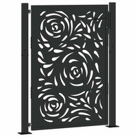 vidaXL Cancello Giardino Nero 105x130 cm in Acciaio Design a Fiamma