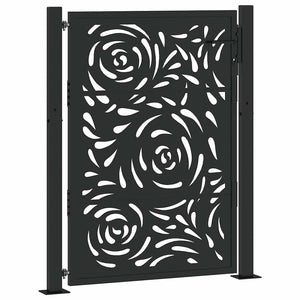 vidaXL Cancello Giardino Nero 105x130 cm in Acciaio Design a Fiamma