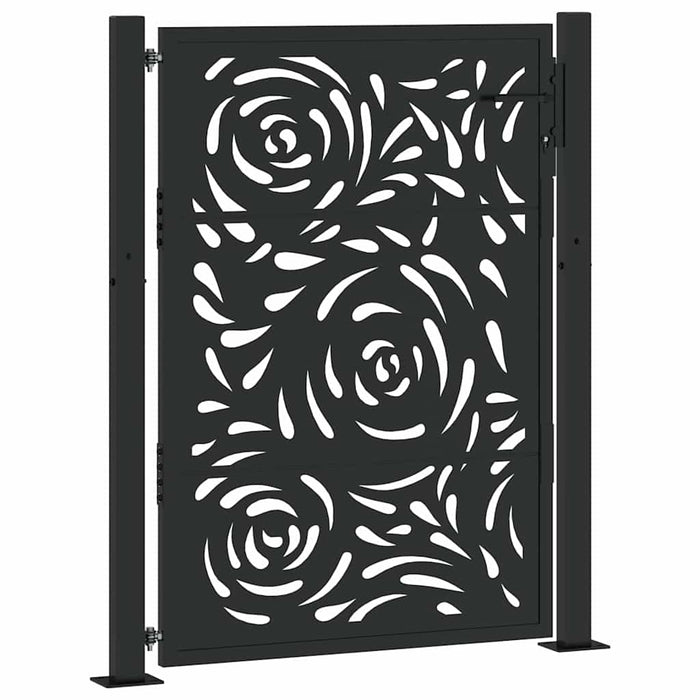 vidaXL Cancello Giardino Nero 105x130 cm in Acciaio Design a Fiamma