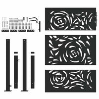 Cancello Giardino Nero 105x130 cm in Acciaio Design a Fiamma 4100990