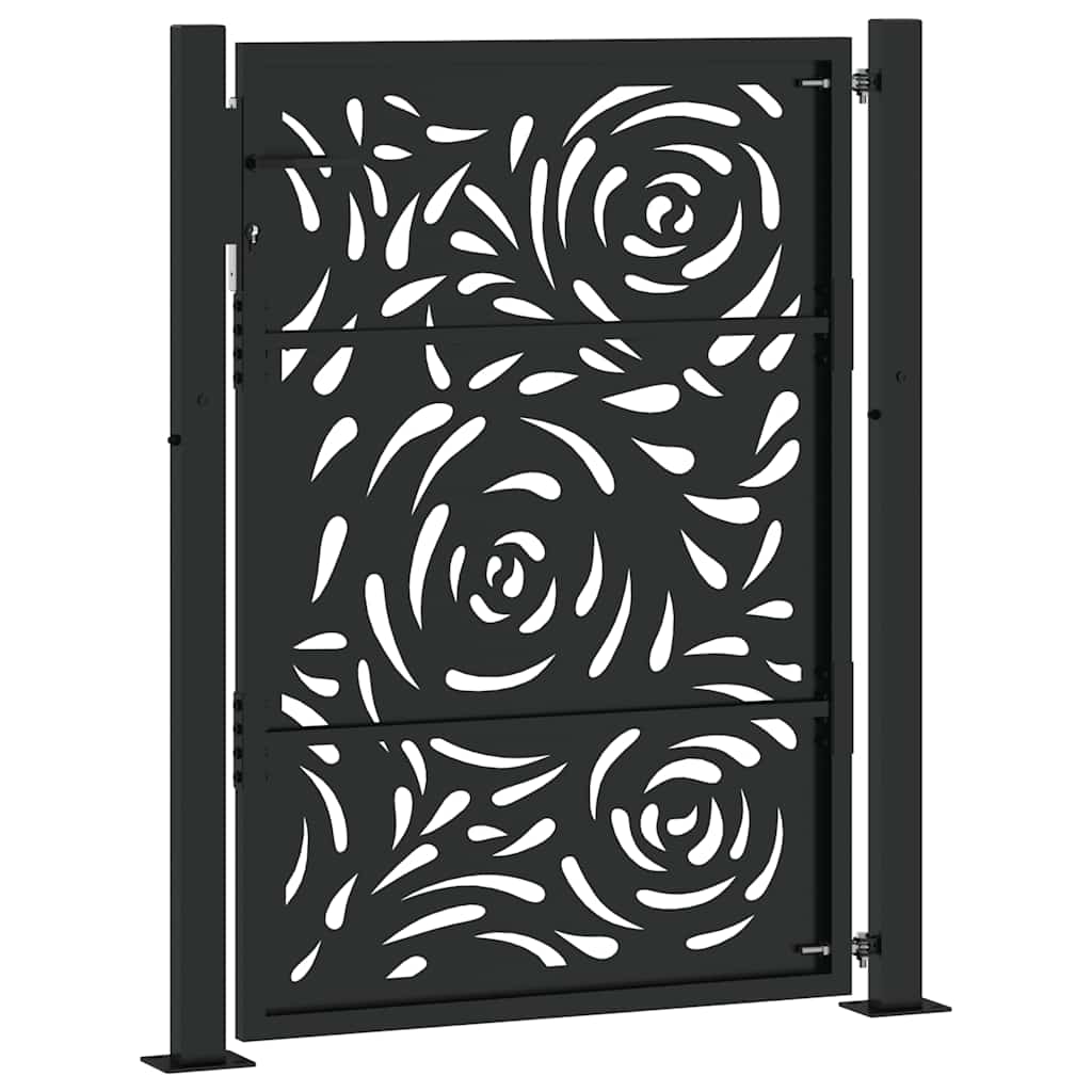 Cancello Giardino Nero 105x130 cm in Acciaio Design a Fiamma 4100990