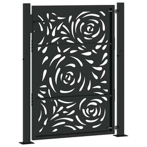 Cancello Giardino Nero 105x130 cm in Acciaio Design a Fiamma 4100990