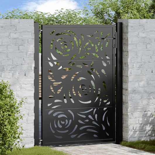 vidaXL Cancello Giardino Nero 105x130 cm in Acciaio Design a Fiamma