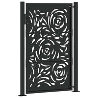vidaXL Cancello Giardino Nero 105x155 cm in Acciaio Design a Fiamma