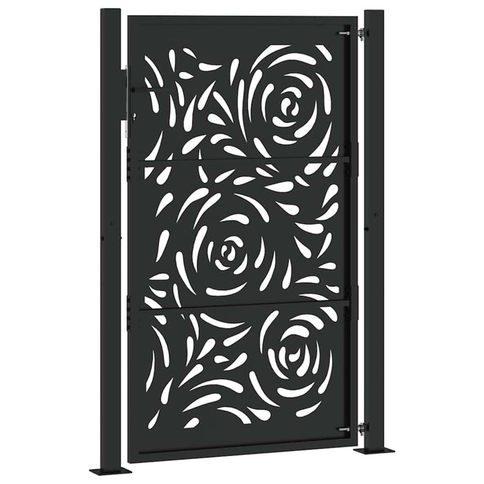 vidaXL Cancello Giardino Nero 105x155 cm in Acciaio Design a Fiamma