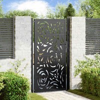 vidaXL Cancello Giardino Nero 105x180 cm in Acciaio Design a Fiamma