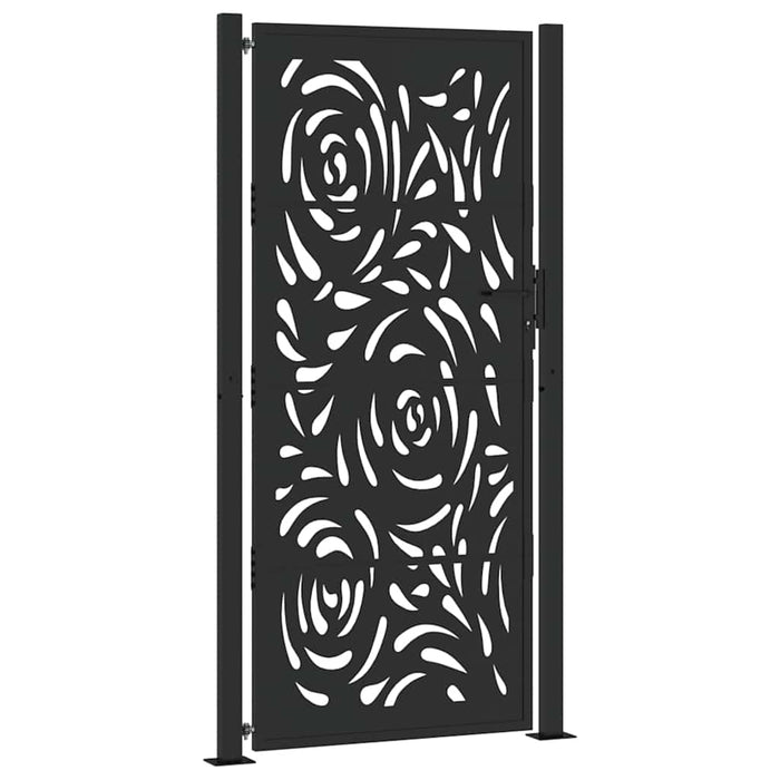 vidaXL Cancello Giardino Nero 105x205 cm in Acciaio Design a Fiamma