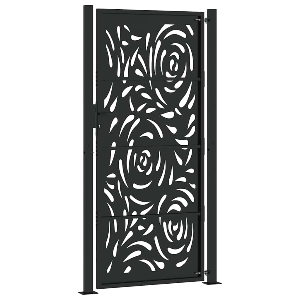 vidaXL Cancello Giardino Nero 105x205 cm in Acciaio Design a Fiamma