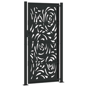 vidaXL Cancello Giardino Nero 105x205 cm in Acciaio Design a Fiamma