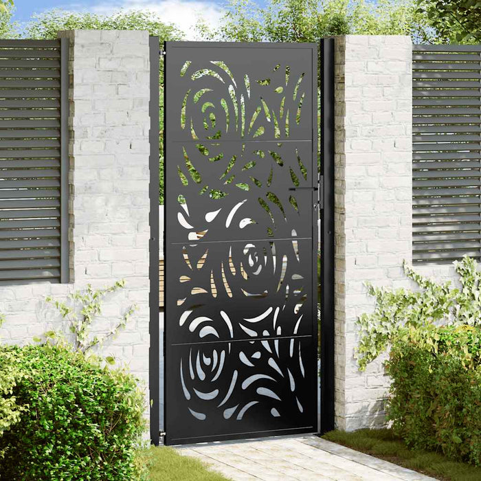 vidaXL Cancello Giardino Nero 105x205 cm in Acciaio Design a Fiamma