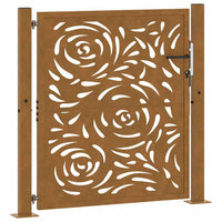Cancello da Giardino 105x105 cm Acciaio Corten Design a Fiamma