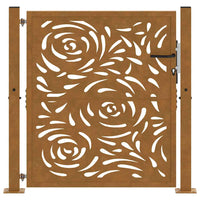 Cancello da Giardino 105x105 cm Acciaio Corten Design a Fiamma
