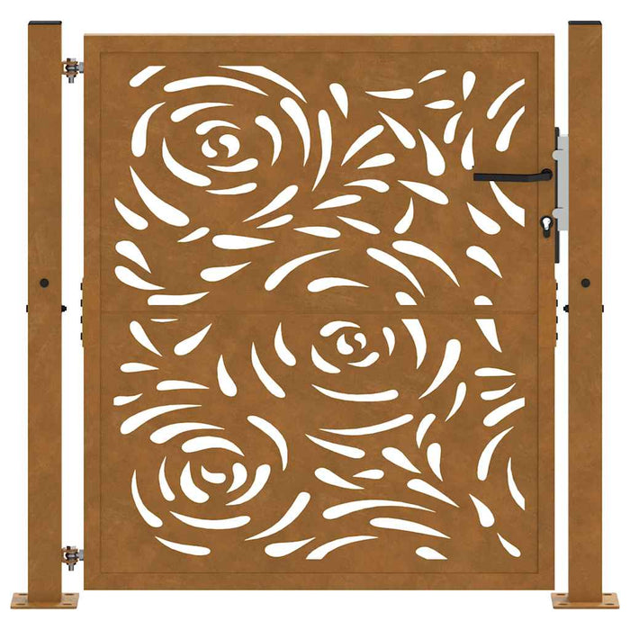 Cancello da Giardino 105x105 cm Acciaio Corten Design a Fiamma