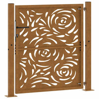 Cancello da Giardino 105x105 cm Acciaio Corten Design a Fiamma