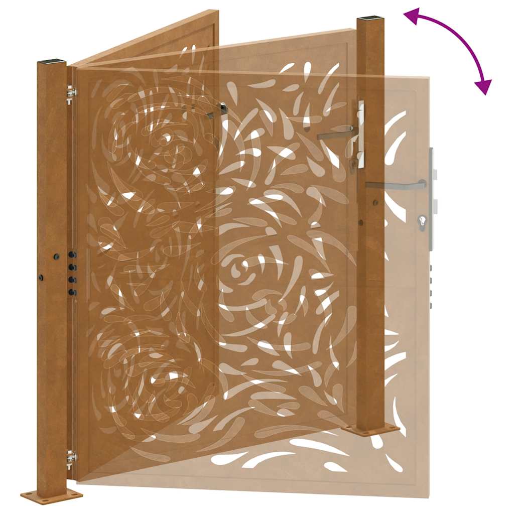 Cancello da Giardino 105x105 cm Acciaio Corten Design a Fiamma 4100994