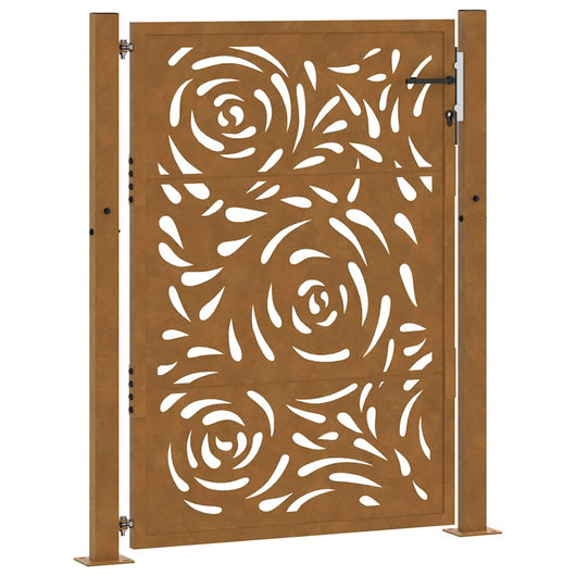 Cancello da Giardino 105x130 cm Acciaio Corten Design a Fiamma
