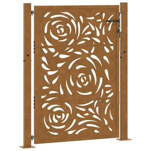 Cancello da Giardino 105x130 cm Acciaio Corten Design a Fiamma 4100995