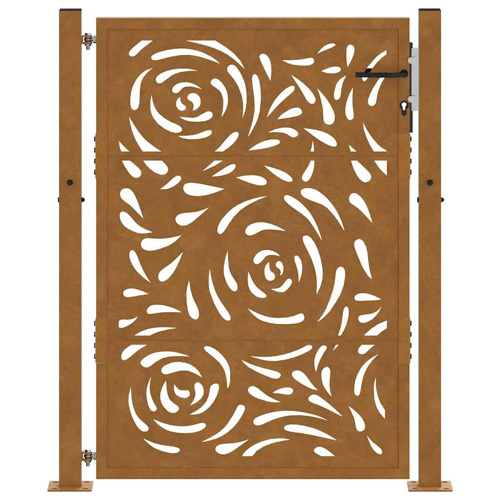 Cancello da Giardino 105x130 cm Acciaio Corten Design a Fiamma