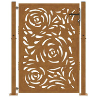 Cancello da Giardino 105x130 cm Acciaio Corten Design a Fiamma