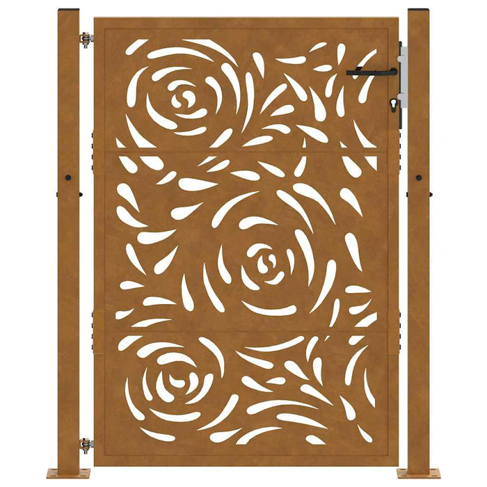 Cancello da Giardino 105x130 cm Acciaio Corten Design a Fiamma