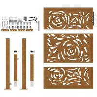Cancello da Giardino 105x130 cm Acciaio Corten Design a Fiamma 4100995