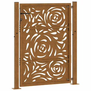 Cancello da Giardino 105x130 cm Acciaio Corten Design a Fiamma