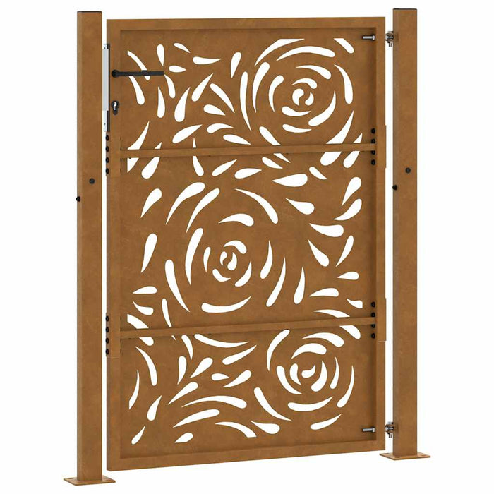 Cancello da Giardino 105x130 cm Acciaio Corten Design a Fiamma