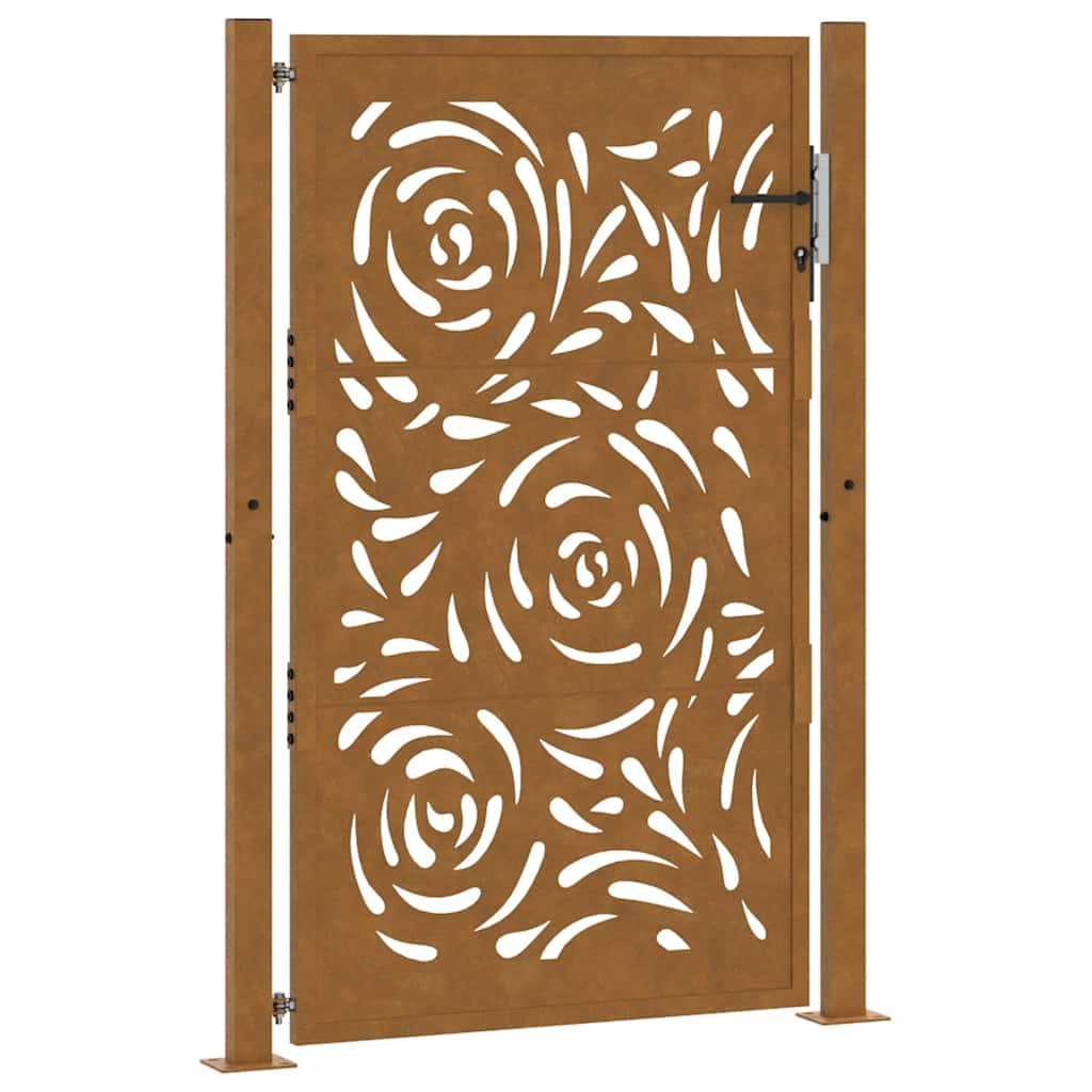 Cancello da Giardino 105x155 cm Acciaio Corten Design a Fiamma