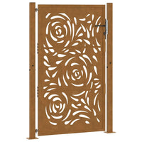 Cancello da Giardino 105x155 cm Acciaio Corten Design a Fiamma